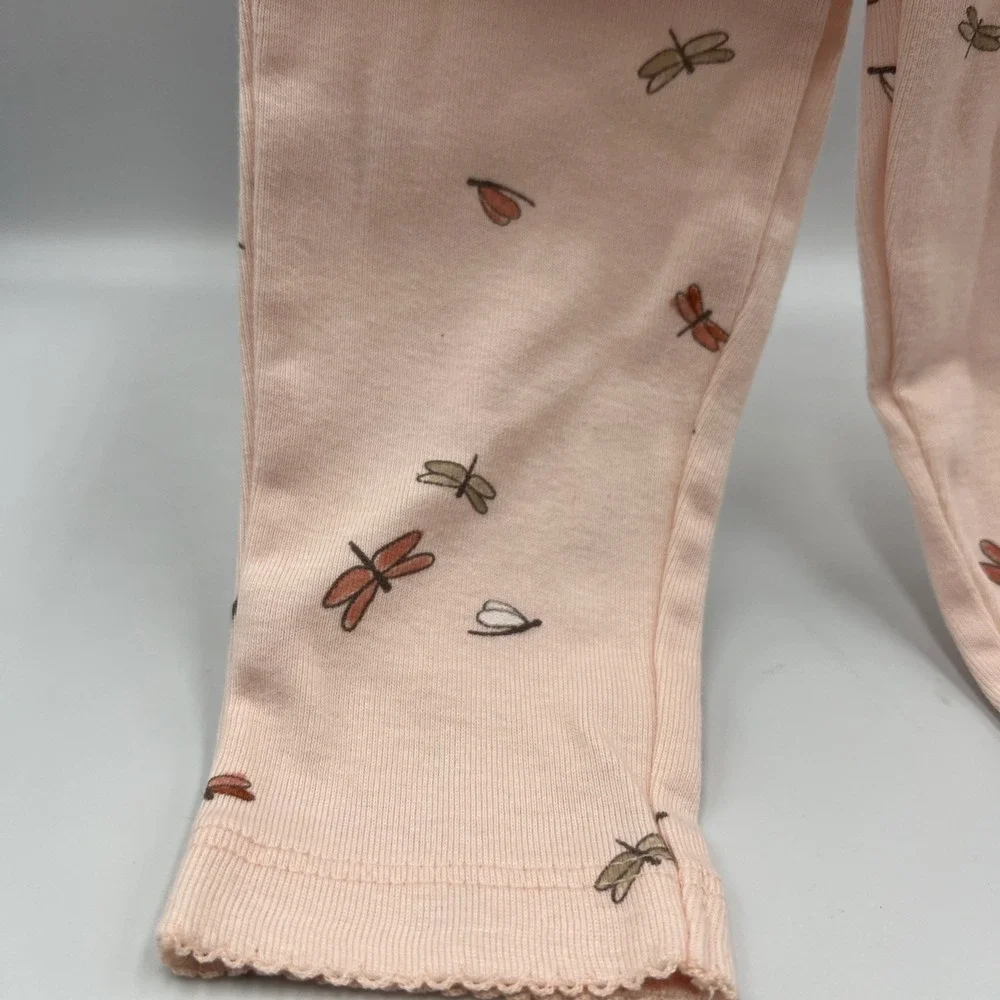Carter's Baby Girl 4 Piece Pink Outfit, Long Sleeve Top, Pants, Socks, Hair Band
